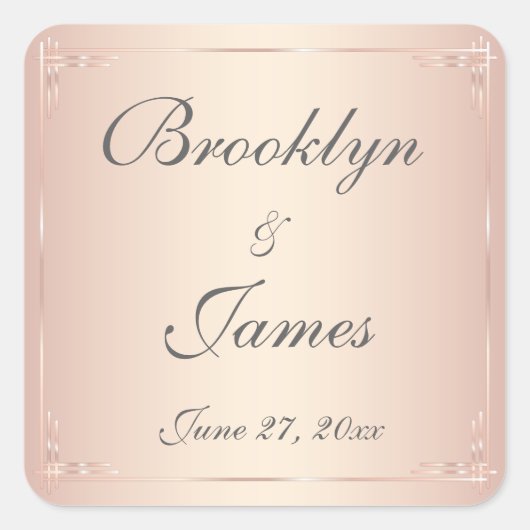 Stickers Mariage Bleu carré Élégant (Devant)