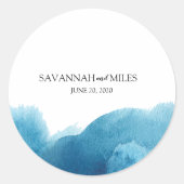 Stickers Mariage bleu Océan Aquarelle (Devant)