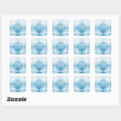 Stickers Mariage bleu personnalisé Date & Initiale (Feuille)