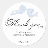 Stickers Mariage | Blue Bow Merci Calligraphie (Devant)