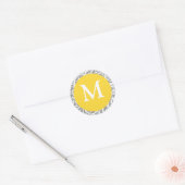 Stickers Mariage Canari Jaune Et Gris Monogramme M (Enveloppe)