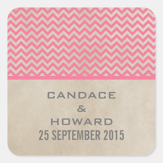 Stickers Mariage Chevron Chic Rose (Devant)
