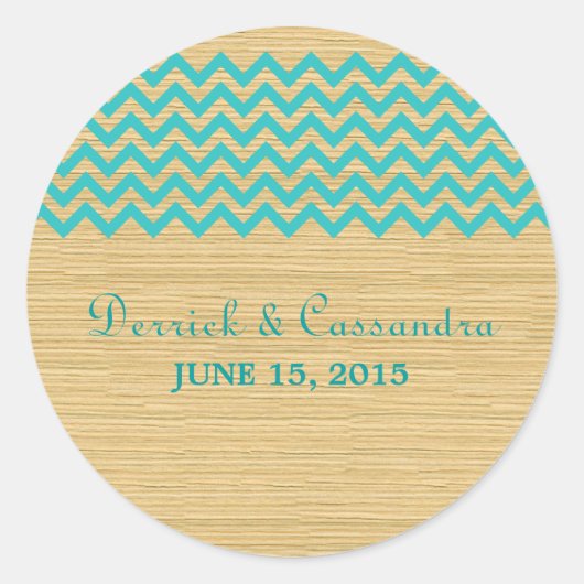 Stickers Mariage Chevron turquoise Rustique (Devant)