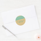 Stickers Mariage Chevron turquoise Rustique (Enveloppe)