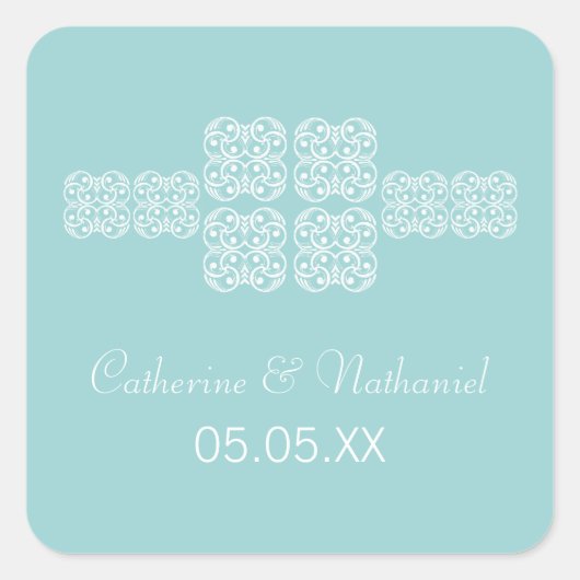 Stickers Mariage Chic Aqua Bohemian (Devant)