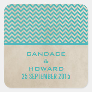 Stickers Mariage Chic Chevron turquoise
