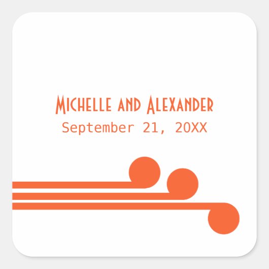 Stickers Mariage Chic Orange Simple Déco (Devant)