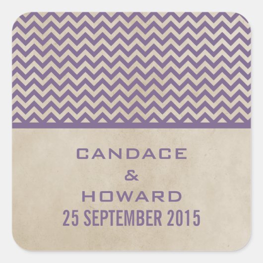 Stickers Mariage Chic Purple Chevron (Devant)