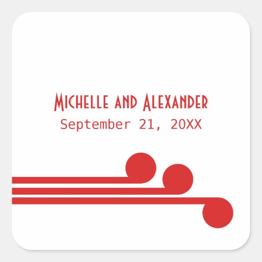 Stickers Mariage Chic Simple Déco Rouge (Devant)