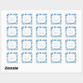 Stickers Mariage Chintz Bleu & Blanc Floral Ditsy (Feuille)