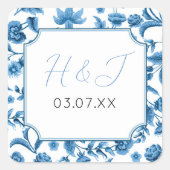 Stickers Mariage Chintz Bleu & Blanc Floral Ditsy (Devant)