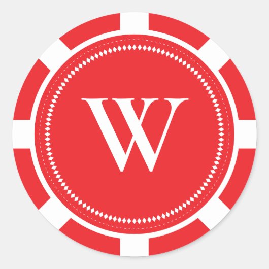 Stickers Mariage Chip Poker - Rouge (Devant)