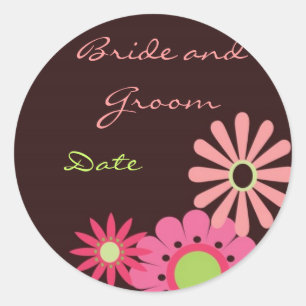 Stickers Mariage chocolat et rose