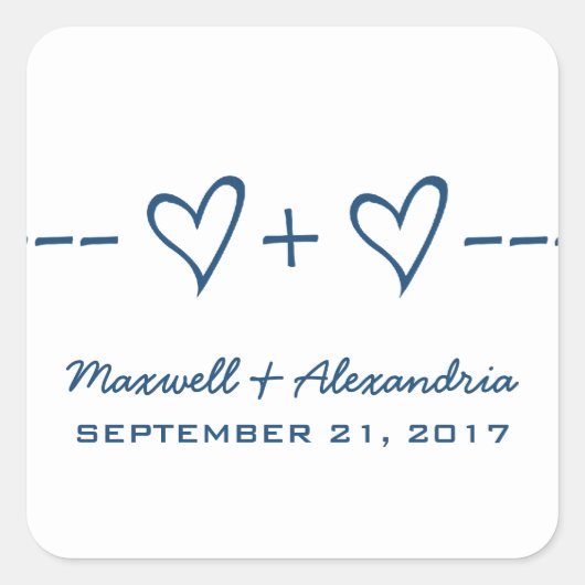 Stickers Mariage Coeur Bleu (Devant)