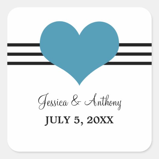 Stickers Mariage Coeur Mod, Bleu (Devant)