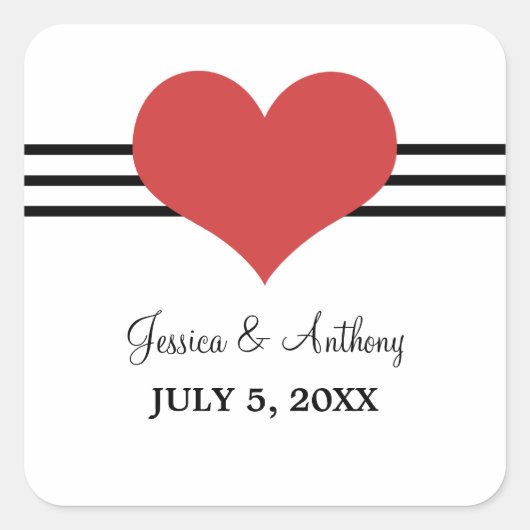 Stickers Mariage Coeur Mod, Rouge (Devant)