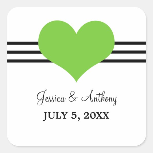 Stickers Mariage Coeur Mod, Vert (Devant)