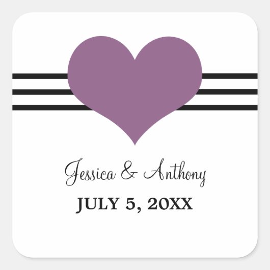 Stickers Mariage Coeur Mod, Violet (Devant)