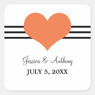 Stickers Mariage Coeur, Orange