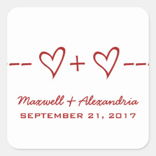 Stickers Mariage Coeur Rouge