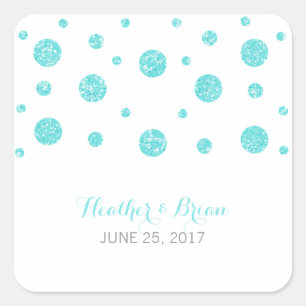 Stickers Mariage Confetti Parties scintillant turq