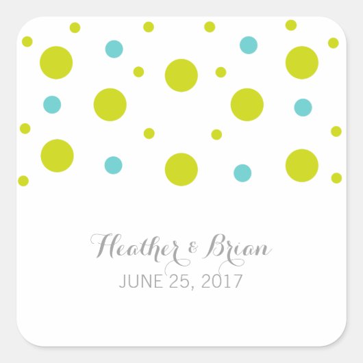 Stickers Mariage Confetti Turquoise Vert (Devant)