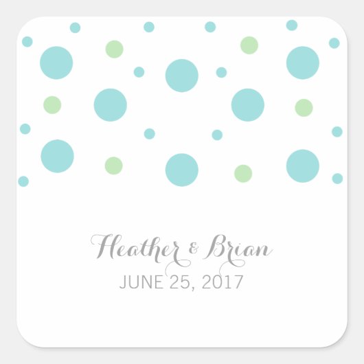 Stickers Mariage Confetti Vert Turquoise (Devant)