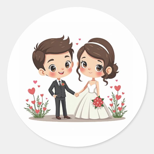 Stickers Mariage couple adorable (Devant)