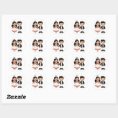 Stickers Mariage Couple Cute (Feuille)