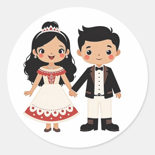 Stickers Mariage Couple Cute (Devant)