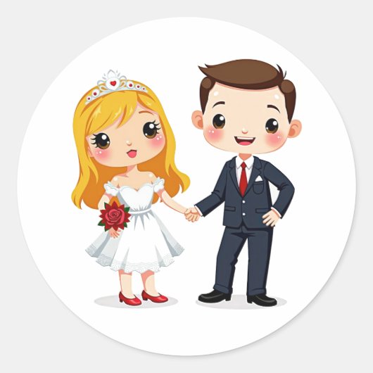 Stickers Mariage Couple Cute (Devant)