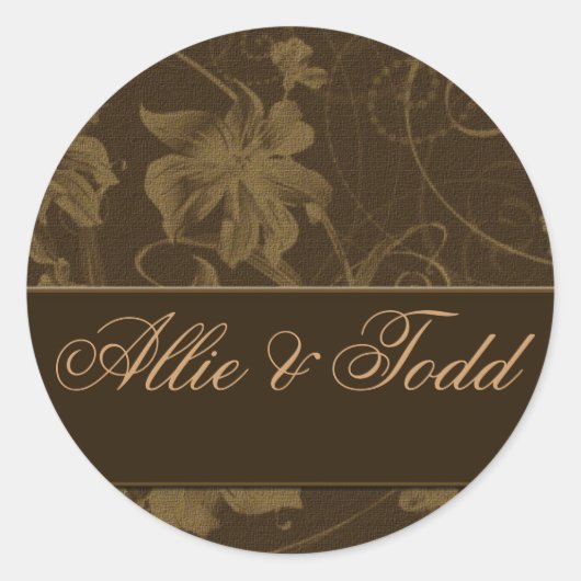 stickers mariage damassé Brown et crème (Devant)