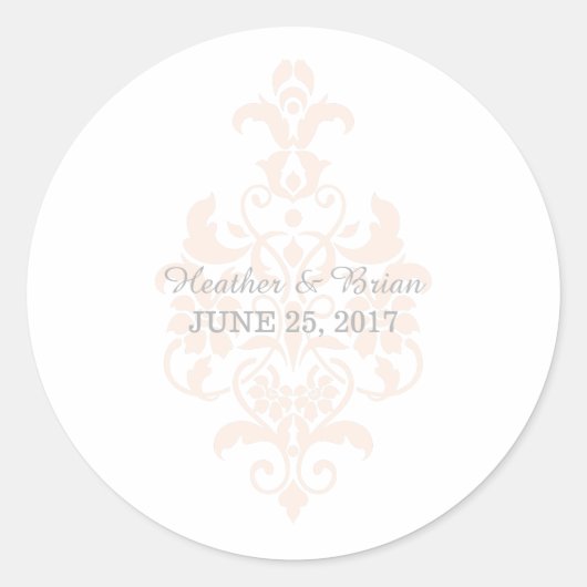 Stickers Mariage damassé Coral Subtle (Devant)