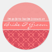 Stickers Mariage damassé de framboise sur le corai (Devant)