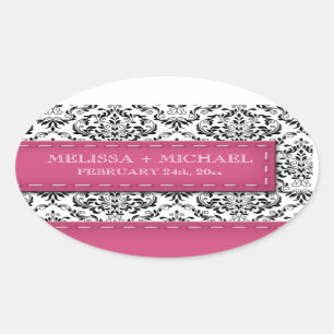 Stickers Mariage damassé Grandes Faveurs Pink