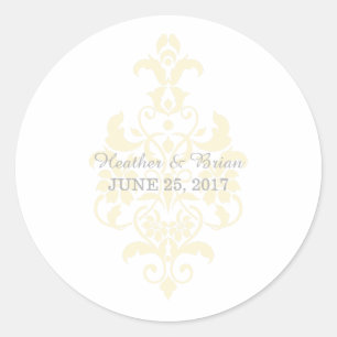 Stickers Mariage damassé Jaune
