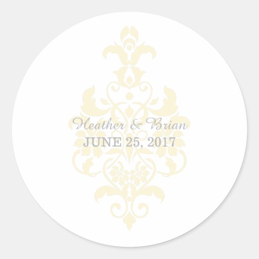 Stickers Mariage damassé Jaune (Devant)
