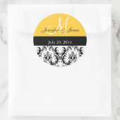 Stickers Mariage damassé Monogramme jaune (Sac)