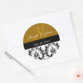 Stickers Mariage damassé Monogramme Or (Enveloppe)