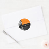 Stickers Mariage damassé orange et noir (Enveloppe)