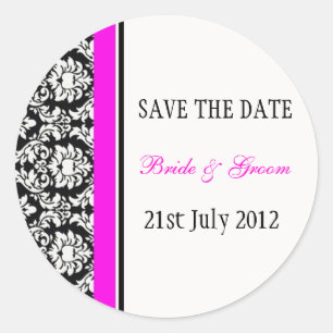 Stickers Mariage damassé rose et noir