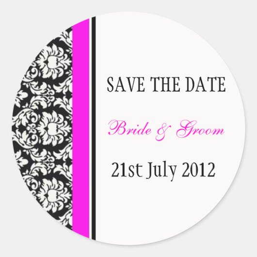 Stickers Mariage damassé rose et noir (Devant)