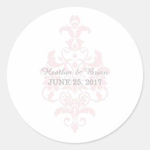 Stickers Mariage damassé rose subtil