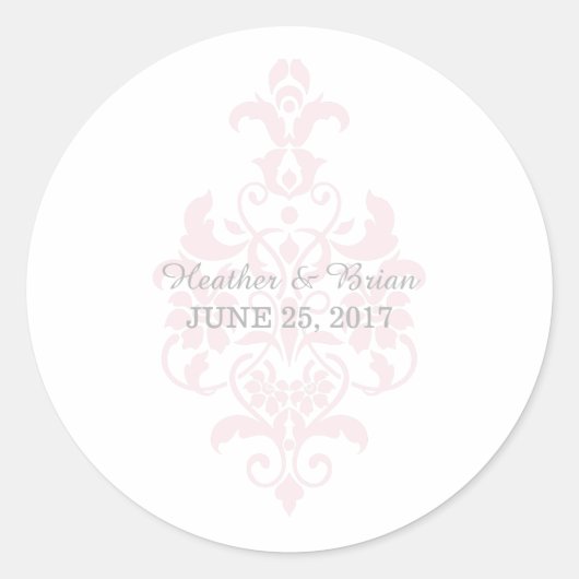Stickers Mariage damassé rose subtil (Devant)