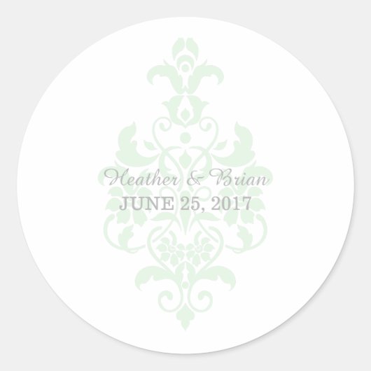 Stickers Mariage damassé Subtil Mint Green (Devant)
