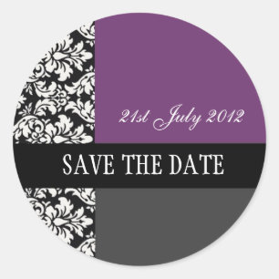 Stickers Mariage damassé violet et noir