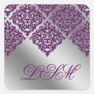 Stickers mariage damassé violet première étincelle