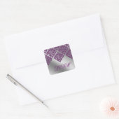 Stickers mariage damassé violet première étincelle (Enveloppe)