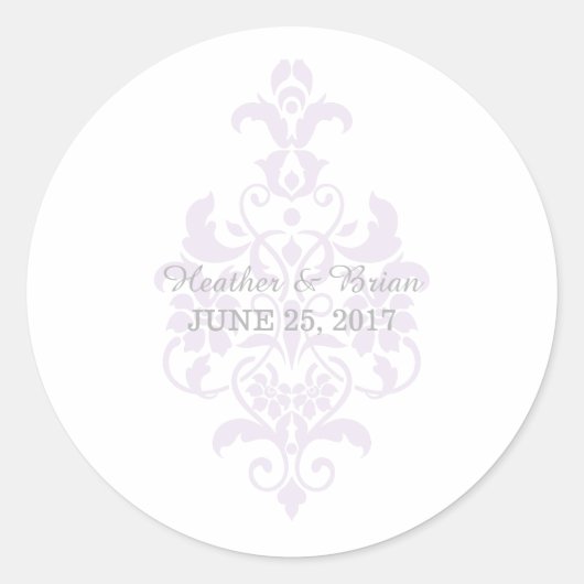 Stickers Mariage damassé Violet Subtil (Devant)