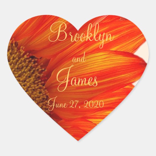 Stickers Mariage de automne du coeur tournesol (Devant)